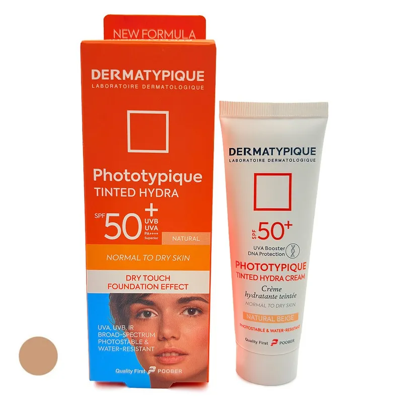 کرم ضد آفتاب رنگی درماتیپیک SPF 50 مدل Phototypique ‌ ‌محافظ در برابر UVA ،UVB  مناسب برای پوست‌های خشک و نرمال حجم 50 میلی‌لیتر - تصویر 2