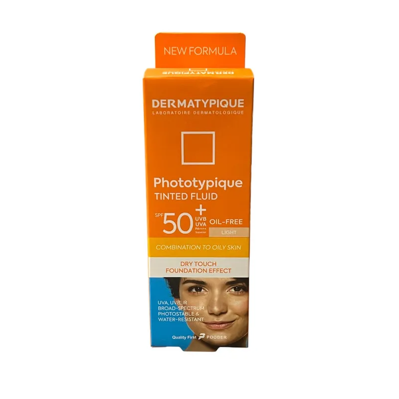 فلوئید ضد آفتاب رنگی درماتیپیک spf50 مدل Light2 محافظت دربرابر UVA،UVB مناسب برای پوست چرب حجم 50 میلی لیتر - تصویر 2