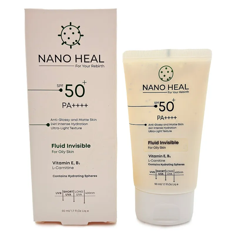 فلوئید ضد آفتاب نانوهیل SPF 50 مدل 002 محافظ UVA ،UVB مناسب برای پوستهای چرب حجم 50 میلیلیتر - تصویر 2