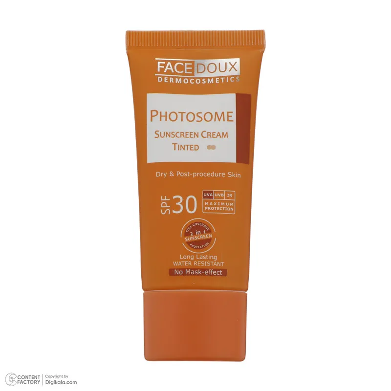 کرم ضد آفتاب رنگی فیس دوکس SPF 30 مدل photosome 02  محافظ اشعه UVA و UVB، ‌ضد آب، مناسب پوست های خشک حجم 40 میلی لیتر - تصویر 2
