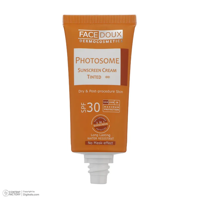 کرم ضد آفتاب رنگی فیس دوکس SPF 30 مدل photosome 02  محافظ اشعه UVA و UVB، ‌ضد آب، مناسب پوست های خشک حجم 40 میلی لیتر - تصویر 4