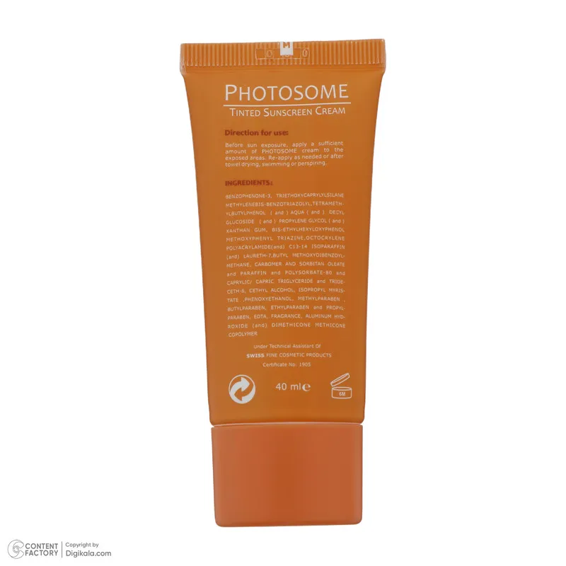 کرم ضد آفتاب رنگی فیس دوکس SPF 30 مدل photosome 02  محافظ اشعه UVA و UVB، ‌ضد آب، مناسب پوست های خشک حجم 40 میلی لیتر - تصویر 5