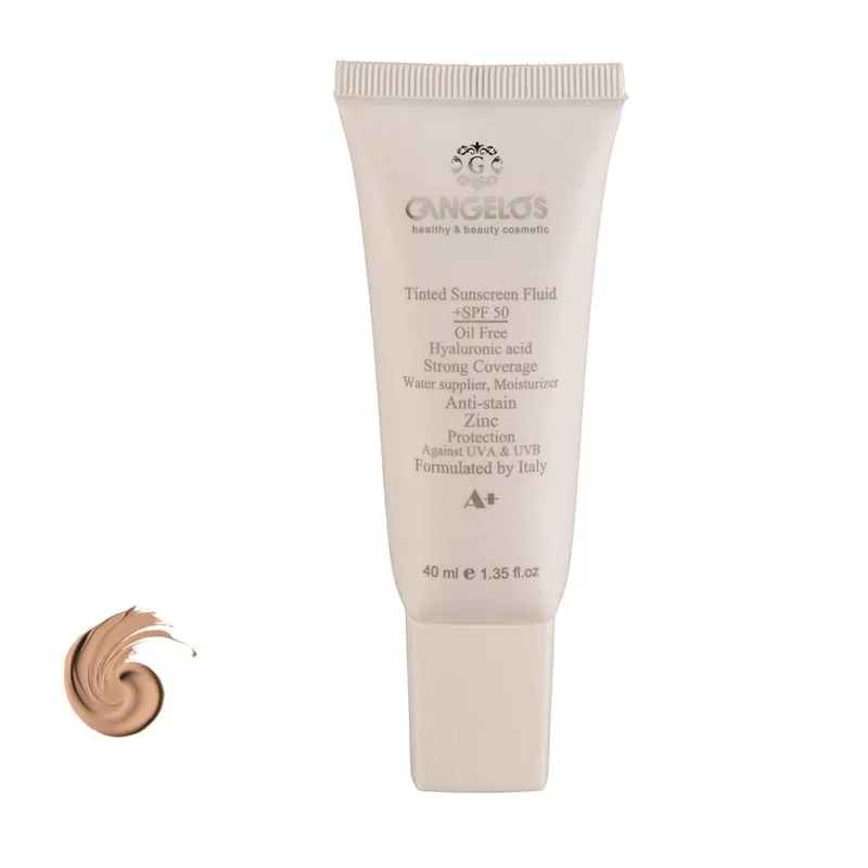 فلوئید ضد آفتاب رنگی گانگلوس SPF 50 مدل strong coverage محافظ UVA ،UVB و PA+++ مناسب برای انواع پوست حجم 40 میلیلیتر