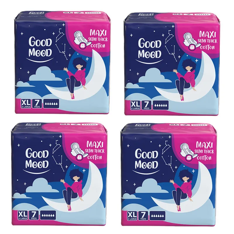 نوار بهداشتی بالدار نیمه ضخیم روز و شب گود مود مدل Maxi cotton سایز خیلی بزرگ چهار بسته 7 عددی