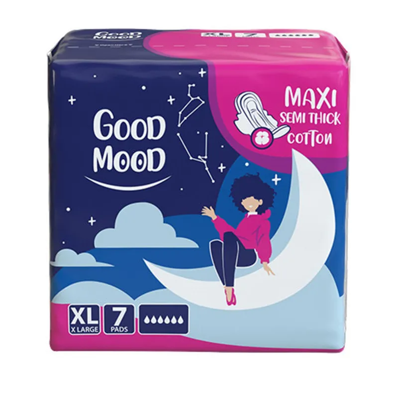 نوار بهداشتی بالدار نیمه ضخیم روز و شب گود مود مدل Maxi cotton سایز خیلی بزرگ چهار بسته 7 عددی - تصویر 2