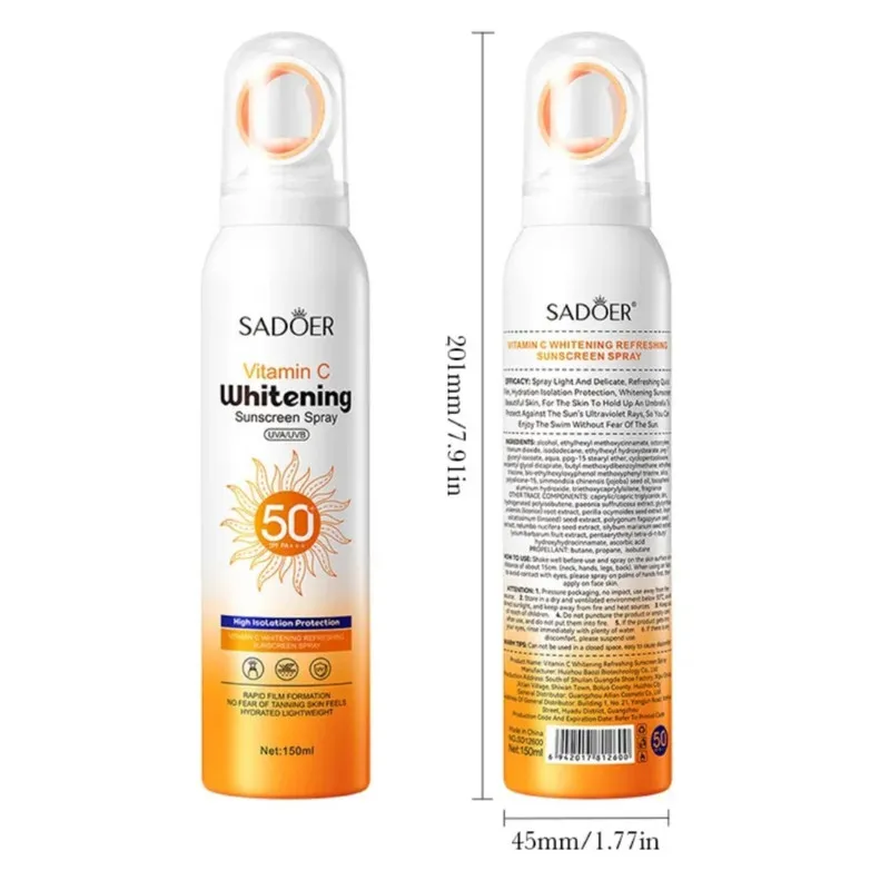 اسپری ضد آفتاب بدون رنگ سادور SPF 50 مدل ویتامین سی محافظ UVA ، UVB و +++PA مناسب برای انواع پوست حجم 150 میلی لیتر - تصویر 5