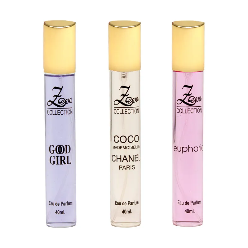 عطر جیبی زنانه زوا مدل ایفوریا گودگرل شنل کوکو با رایحه شیرین حجم 40 میلیلیتر مجموعه 3 عددی