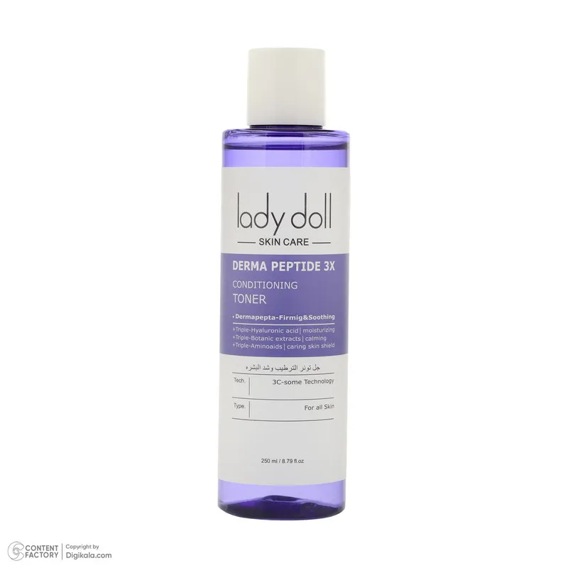 تونر پاککننده صورت لیدی دال مدل DERMA PEPTIDE 3X مناسب برای انواع پوست حجم 250 میلیلیتر - تصویر 2