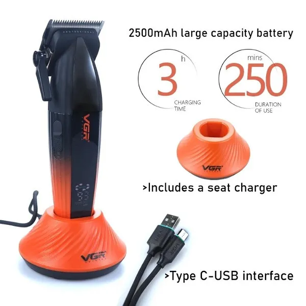 ماشین اصلاح موی سر و صورت شارژی وی جی ار مدل V-889C - تصویر 2