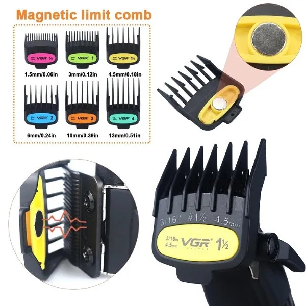 ماشین اصلاح موی سر و صورت شارژی وی جی ار مدل V-889C - تصویر 3