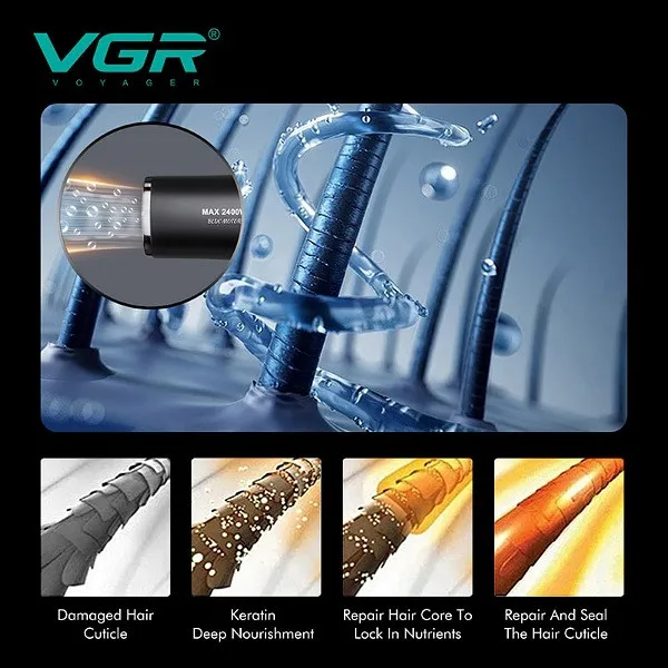 سشوار حرفهای 2400 وات وی جی ار مدل V-469 - تصویر 4