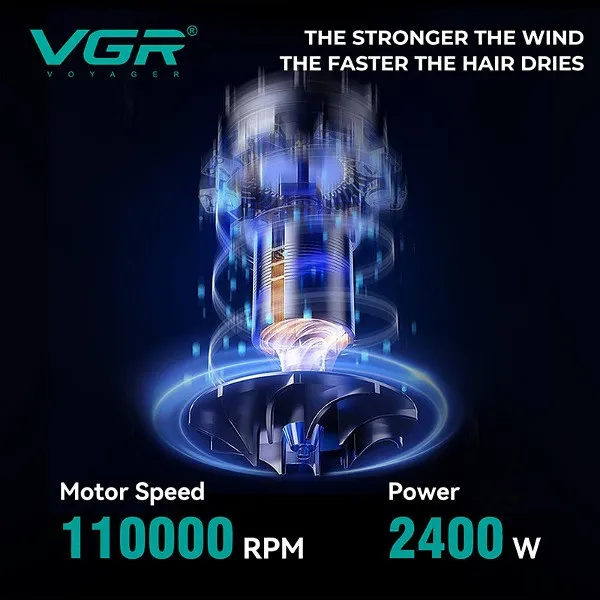 سشوار حرفهای 2400 وات وی جی ار مدل V-469 - تصویر 5