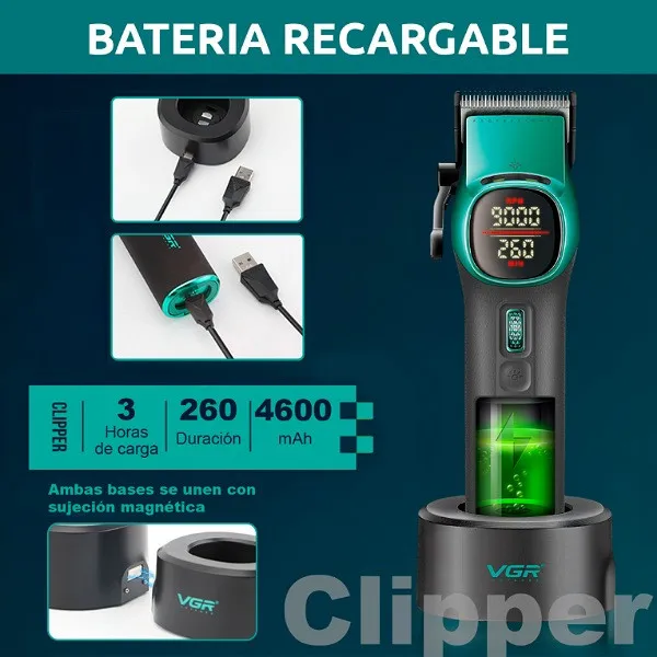 ماشین اصلاح موی سر و صورت شارژی وی جی ار مدل V-885C - تصویر 4