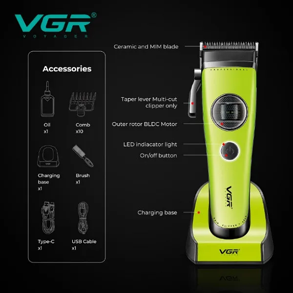 ماشین اصلاح موی سر و صورت شارژی وی جی ار مدل V-880C - تصویر 6