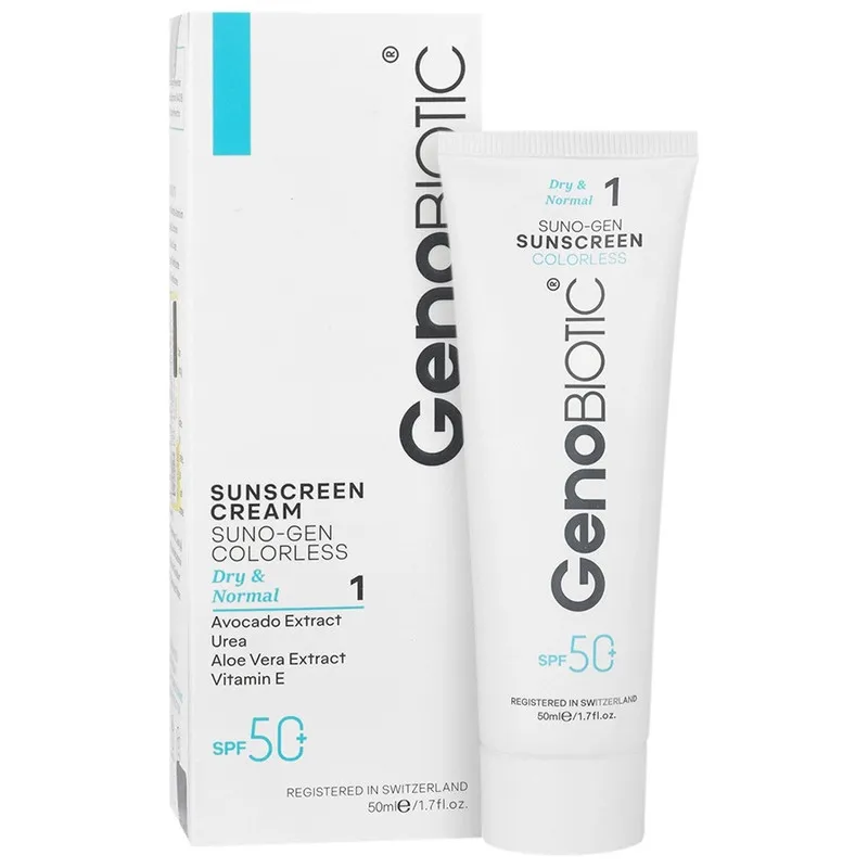  کرم ضد آفتاب بی‌رنگ دست و صورت ژنوبایوتیک SPF 50 مدل SUNO-GEN-D محافظ UVA ،UVB، ‌مناسب برای پوست های خشک و معمولی حجم 50 میلی‌لیتر - تصویر 2
