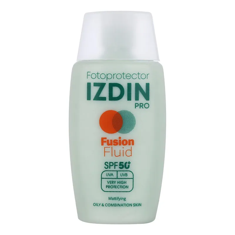 فلوئید ضد آفتاب بی‌رنگ صورت و گردن ایزدین پرو SPF 50 مدل Safe Eye Tech محافظ در برابر اشعه UVA و UVB ‌مناسب برای پوست چرب و مختلط حجم 50 میلی‌لیتر - تصویر 2