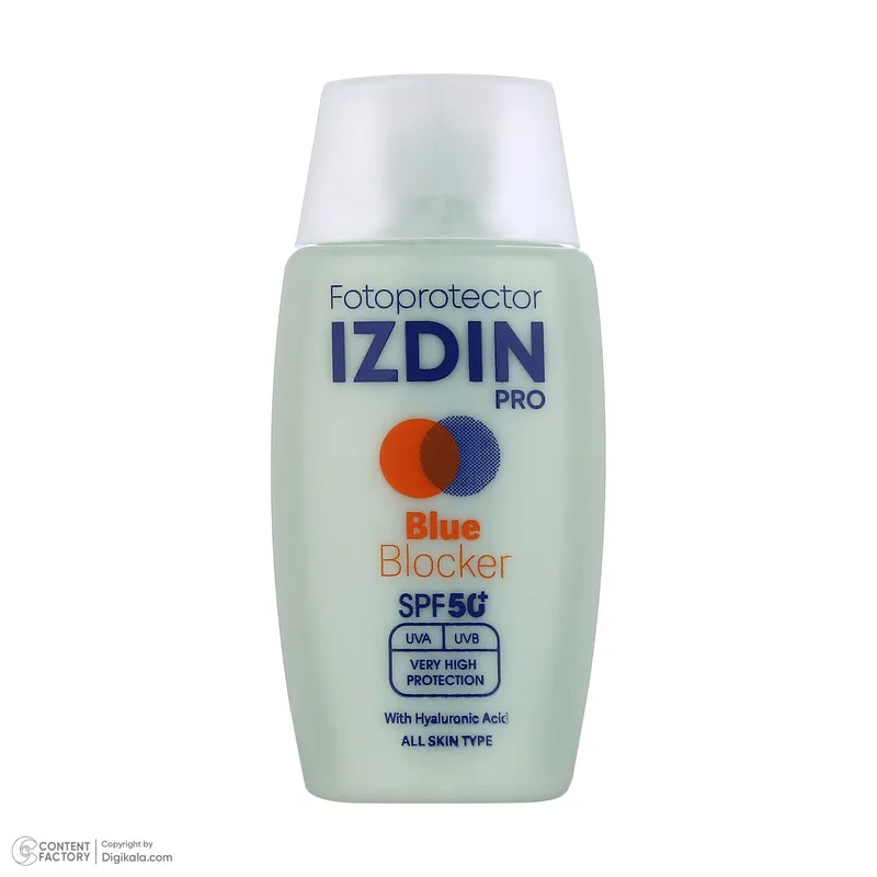 فلوئید ضد آفتاب بیرنگ صورت و گردن ایزدین پرو SPF 50 مدل Blue Blocker محافظ در برابر اشعه UVA و UVB مناسب برای انواع پوست حجم 50 میلیلیتر - تصویر 4