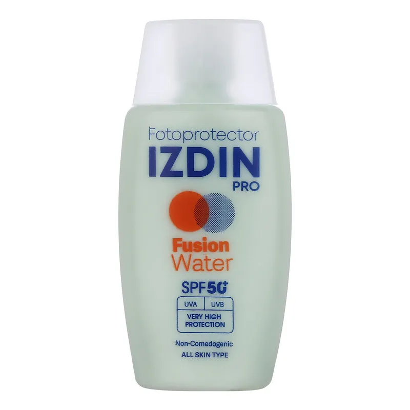 فلوئید ضد آفتاب بیرنگ صورت و گردن ایزدین پرو SPF 50 مدل Fusion Water محافظ در برابر اشعه UVA و UVB مناسب برای انواع پوست حجم 50 میلیلیتر - تصویر 2