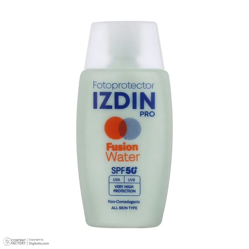 فلوئید ضد آفتاب بیرنگ صورت و گردن ایزدین پرو SPF 50 مدل Fusion Water محافظ در برابر اشعه UVA و UVB مناسب برای انواع پوست حجم 50 میلیلیتر - تصویر 4