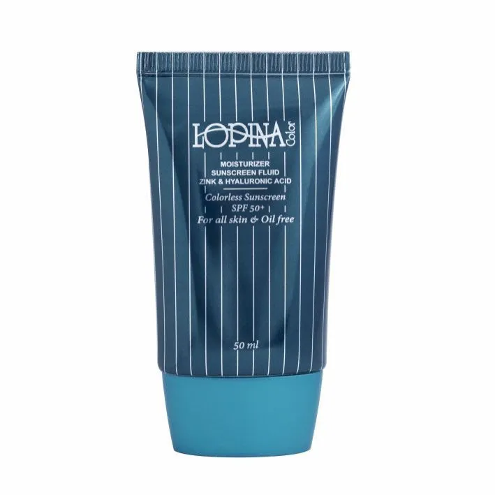 فلوئید ضد آفتاب بی رنگ صورت لوپینا کالر SPF 50 مدل water resistant محافظ UVA ،UVB و PA+++ مناسب برای انواع پوست حجم 50 میلیلیتر