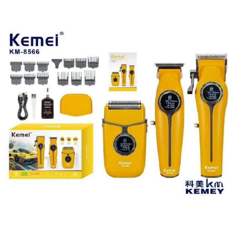 ماشین اصلاح موی سر و صورت شارژی کیمی مدل KM-8566 3in1 مجموعه 3 عددی - تصویر 2