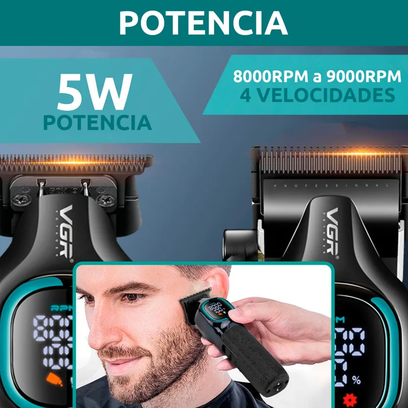 ماشین اصلاح موی سر و صورت شارژی وی جی ار مدل V-886 S2 مجموعه 2 عددی - تصویر 5