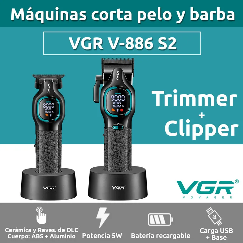 ماشین اصلاح موی سر و صورت شارژی وی جی ار مدل V-886 S2 مجموعه 2 عددی - تصویر 6