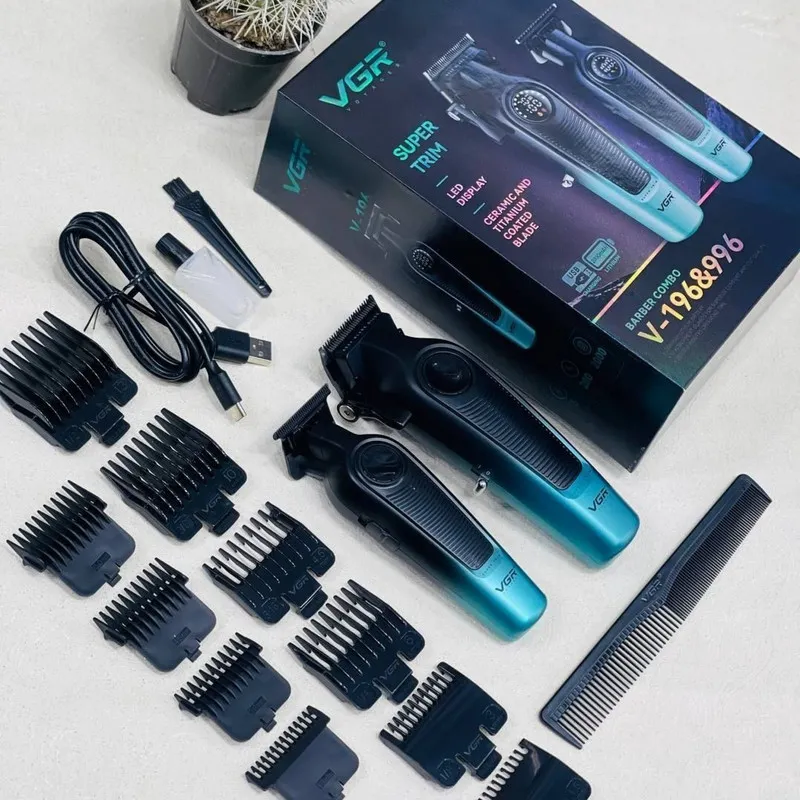 ماشین اصلاح موی سر و صورت شارژی وی جی ار مدل V-196 & 996 مجموعه 2 عددی - تصویر 4