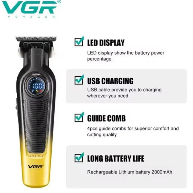 ماشین اصلاح موی سر و صورت شارژی وی جی ار مدل V-196 & 996 مجموعه 2 عددی - تصویر 5