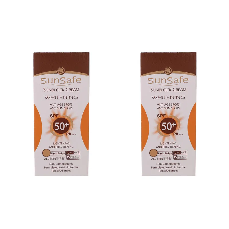 کرم ضد آفتاب رنگی دست و صورت سان سیف SPF 50 مدل روشن کننده و ضد لک محافظ UVA ،UVB، مناسب برای انواع پوست حجم 50 میلیلیتر بسته ۲ عددی - تصویر 2