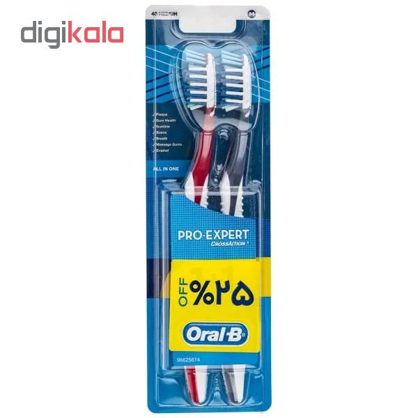مسواک اورال-بی سری Pro-Expert Crossaction مدل All In One با برس متوسط بسته 2 عددی - تصویر 2