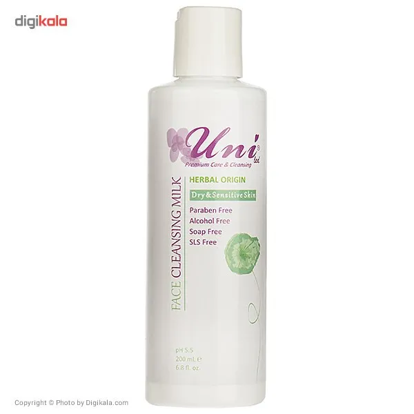 شیر پاک کن یونی لد سری Herbal Origin مدل Dry And Sensitive Skin حجم 200 میلی لیتر - تصویر 2