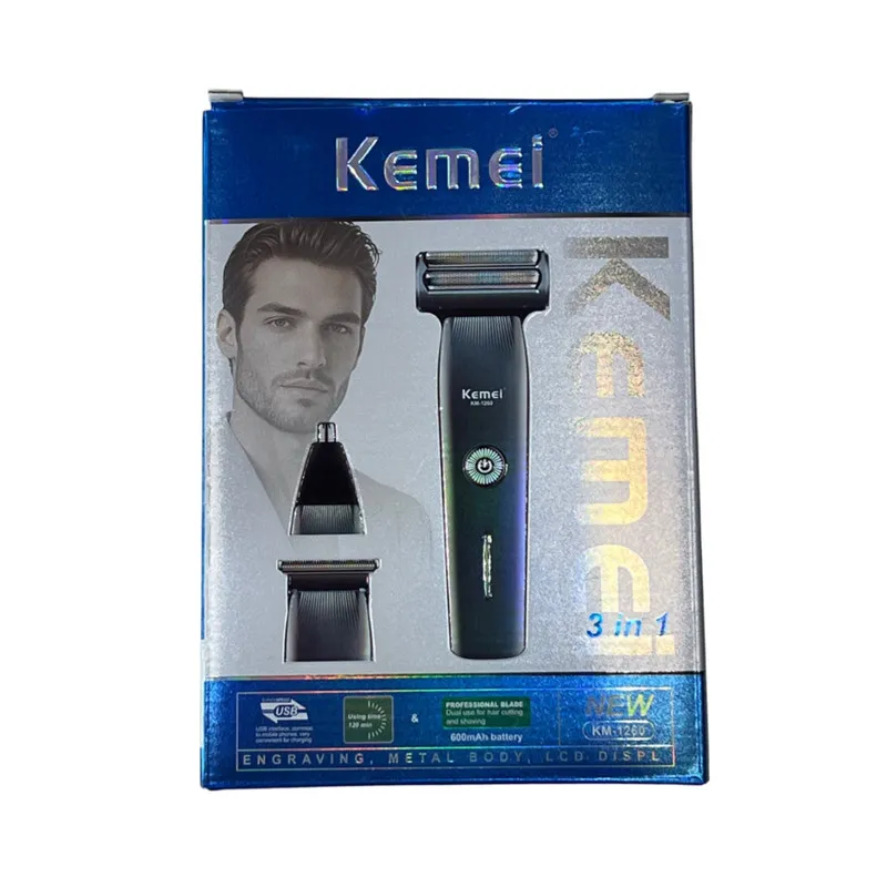 ست ماشین اصلاح موی صورت و بدن شارژی کیمی مدل KM-1260 - تصویر 3