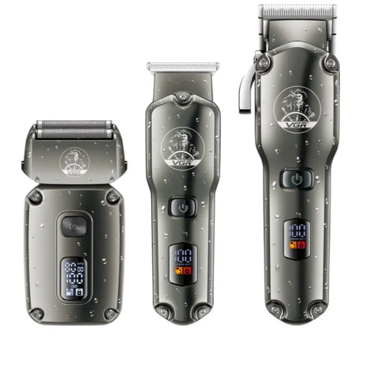 ست ماشین اصلاح موی صورت و بدن شارژی وی جی ار مدل V-675 S3 مجموعه سه عددی - تصویر 3