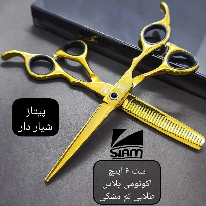 قیچی آرایشگاهی صیام مدل Byford به همراه قیچی پیتاژ - تصویر 2