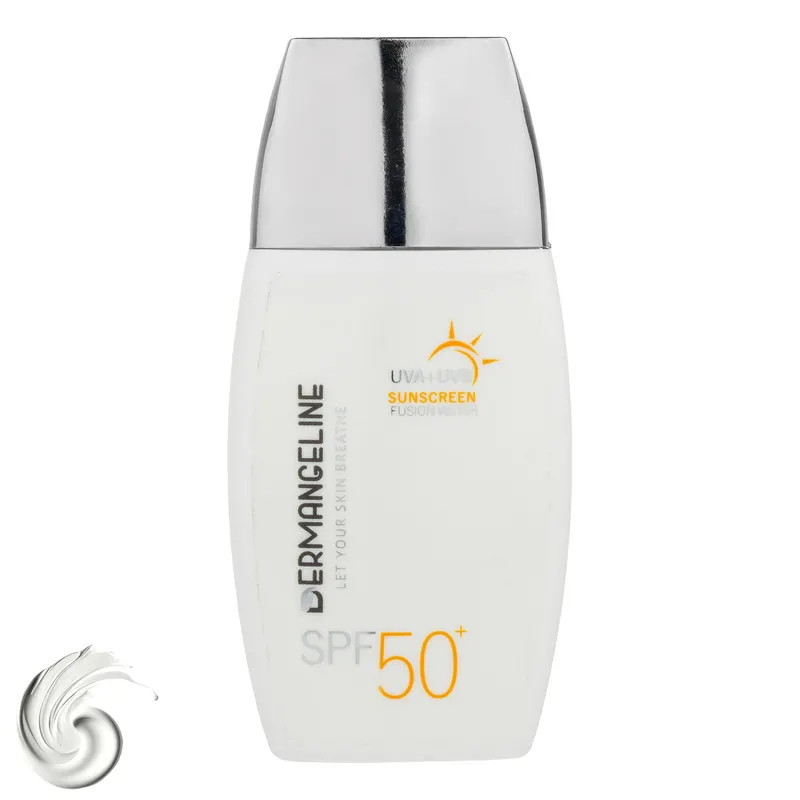 کرم ضد آفتاب بیرنگ صورت درمنجلین SPF 50 مدل Fusion Water محافظ در برابر اشعه UVA و UVB مناسب برای انواع پوست حجم 50 میلیلیتر