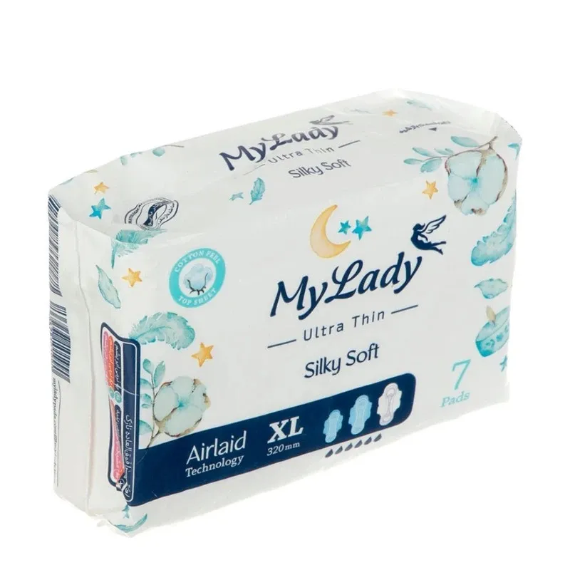 نوار بهداشتی بالدار خیلی نازک شب مای لیدی مدل silky soft سایز خیلی بزرگ هشت بسته 7 عددی - تصویر 2