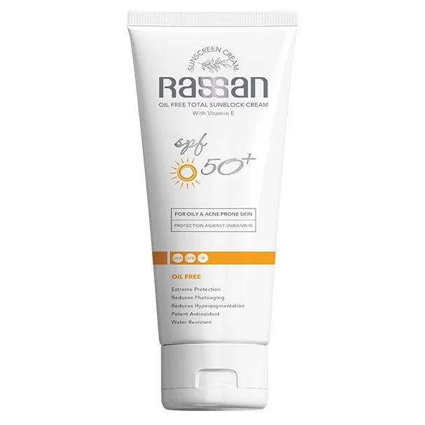 کرم ضد آفتاب بی‌رنگ صورت راسن SPF 50 مدل ویتامین E محافظ در برابر UVA/UVB ‌مناسب برای پوست چرب حجم 40 میلی‌لیتر