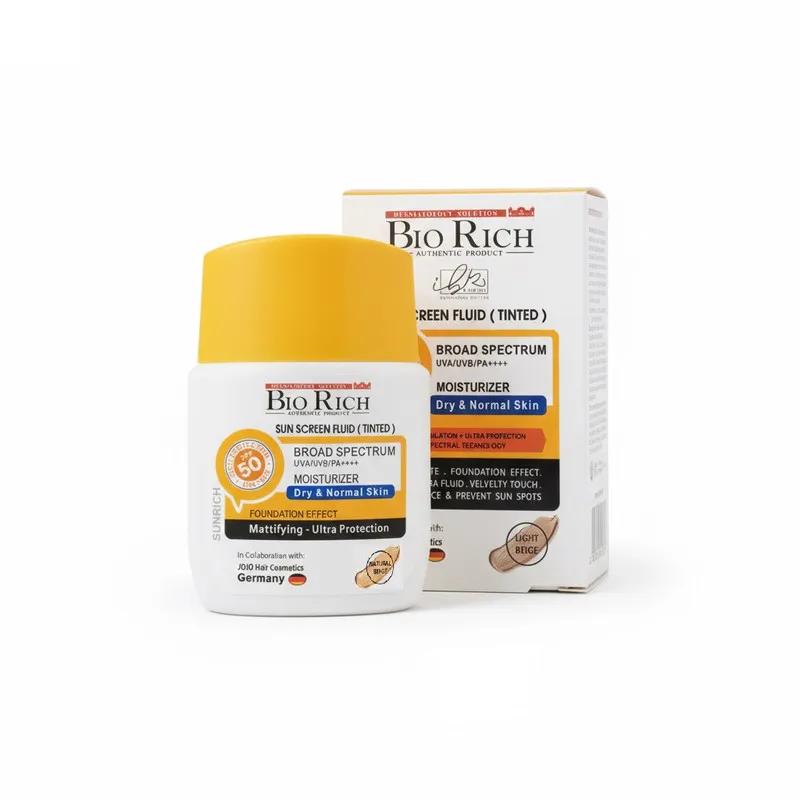 فلوئید ضد آفتاب رنگی صورت بایوریچ SPF 50 مدل BROAD SPECTRUM محافظ UVA ،UVB و PA+++ مناسب برای پوست‌ خشک و معمولی حجم 50 میلی‌لیتر - تصویر 2