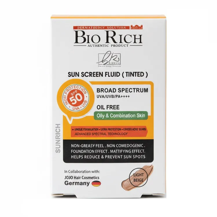 فلوئید ضد آفتاب رنگی بایوریچ SPF 50 مدل BROAD SPECTRUM ‌محافظ UVA ،UVB و PA+++،مناسب برای پوست‌ چرب و مختلط حجم 50 میلی‌لیتر - تصویر 3