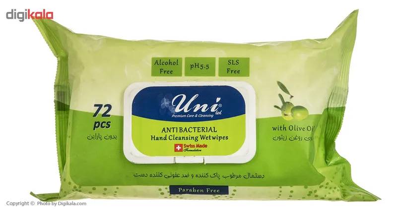 دستمال مرطوب یونی لد مدل Antibacterial Hand Cleansing With Olive Oil بسته 72 عددی - تصویر 3