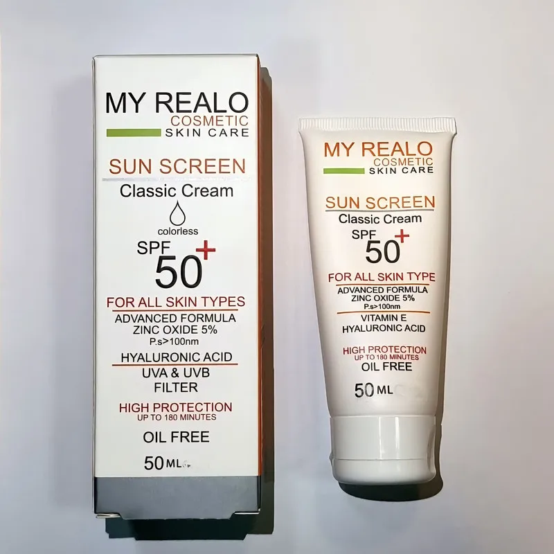 كرم ضدآفتاب بي رنگ دست،صورت،گردن،بدن مايرئالو SPF 50 مدل كلاسيك محافظ در برابر اشعه UVA و UVB مناسب براي انواع پوست حجم ٥٠ ميلي ليتر - تصویر 2