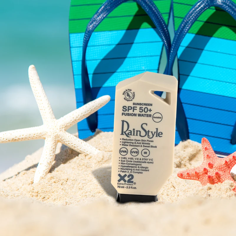 کرم ضدآفتاب بی‌رنگ رین استایل، SPF50، مدل فیوژن واتر، مناسب انواع پوست با حجم 70 میلی‌لیتر، ضد آب، محافظت‌کننده در برابر اشعه‌های UVA و UVB، ضد حساسیت، غیر کومدون‌زا و فاقد پارابن، - نمای 1
