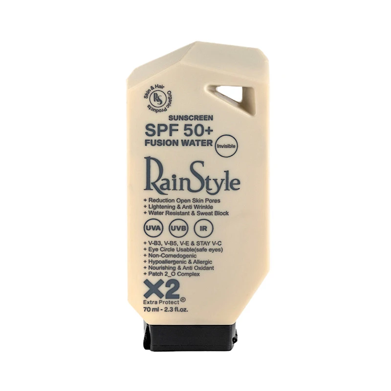 کرم ضدآفتاب بی‌رنگ رین استایل، SPF50، مدل فیوژن واتر، مناسب انواع پوست با حجم 70 میلی‌لیتر، ضد آب، محافظت‌کننده در برابر اشعه‌های UVA و UVB، ضد حساسیت، غیر کومدون‌زا و فاقد پارابن، - نمای 5