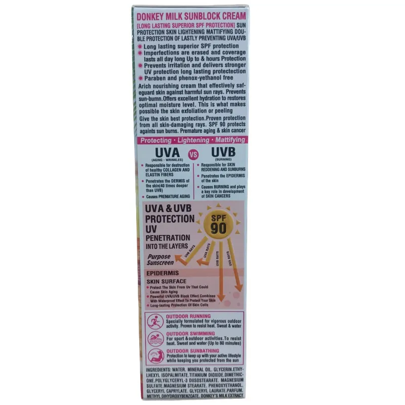کرم ضد آفتاب بیرنگ صورت و بدن وکالی SPF 90 مدل شیر الاغ مناسب برای انواع پوست حجم 130 میلیلیتر - تصویر 3