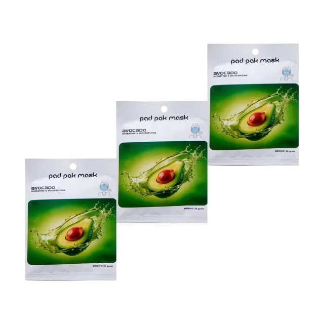 ماسک صورت پد پاک مدل آووکادو مناسب برای انواع پوست وزن 20 گرم مجموعه 3 عددی