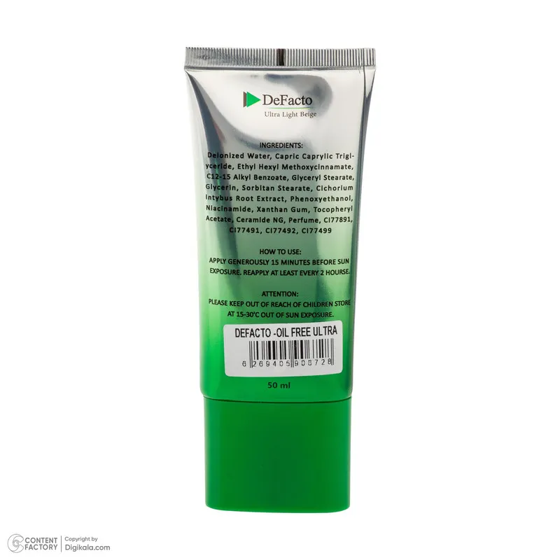 کرم ضد آفتاب رنگی صورت دیفکتو SPF 50 مدل ULB ‌محافظ در برابر اشعه UVA،UVB مناسب برای پوست‌ چرب حجم 50 میلی‌لیتر - تصویر 2