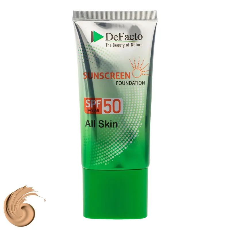 کرم ضد آفتاب رنگی صورت دیفکتو SPF 50 مدل LB محافظ در برابر اشعه UVA،UVB مناسب برای انواع پوست حجم 50 میلیلیتر