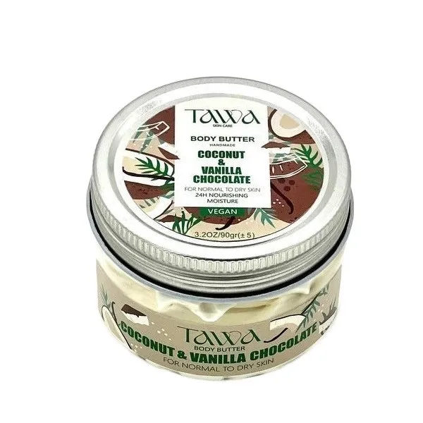 کره بدن تاوا 90 گرم حاوی شی باتر، روغن بادام شیرین و سبوس برنج، مرطوبکننده قوی، ضد خشکی، جمعکننده منافذ، ضد آفتابسوختگی، ضد ترک، ارگانیک و بدون تست حیوانی مناسب انواع پوستها