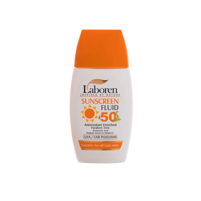 فلوئید ضد آفتاب بیرنگ دست، صورت لابورن SPF 50 مدل Hyaluronic Acid محافظ UVA ،UVB مناسب برای انواع پوست حجم 50 میلیلیتر